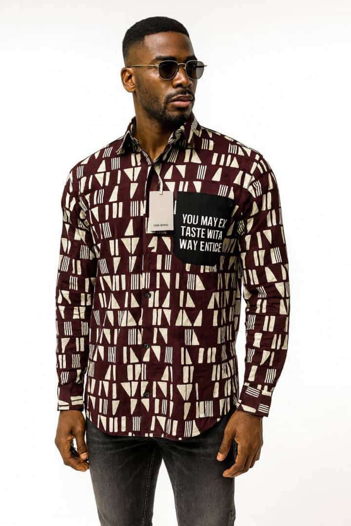 PREMIUM MAROON PULL & BEAR DESIGNER & PARTY WEAR SHIRT