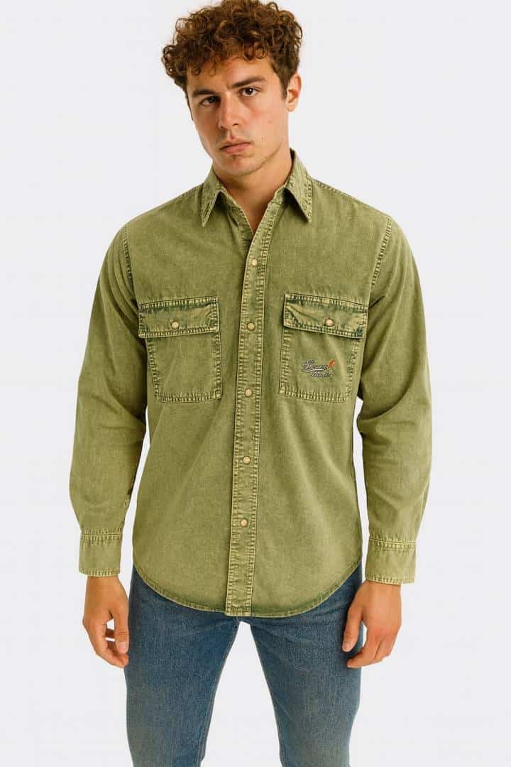 SUPER DRY GREEN DENIM SHIRTS IN PREMIUM QUALITY