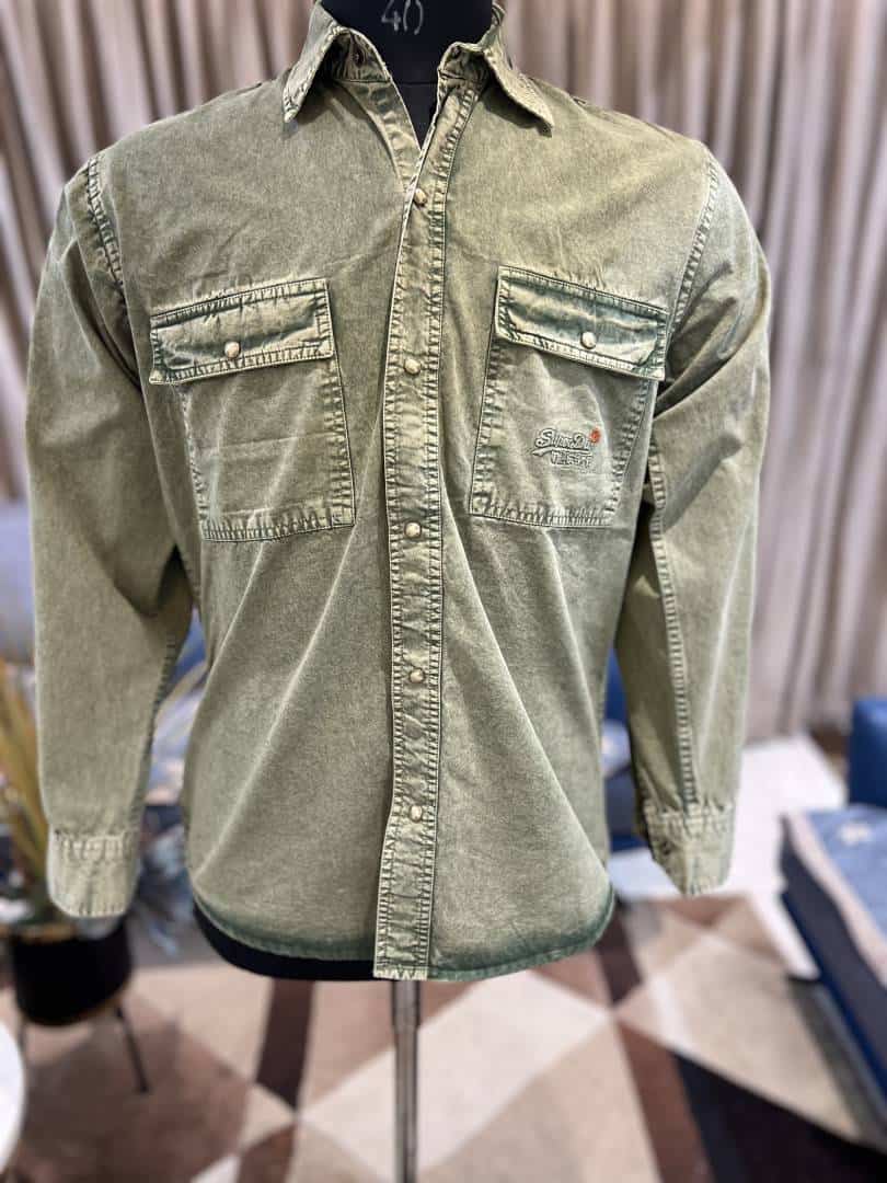 SUPER DRY GREEN DENIM SHIRTS IN PREMIUM QUALITY
