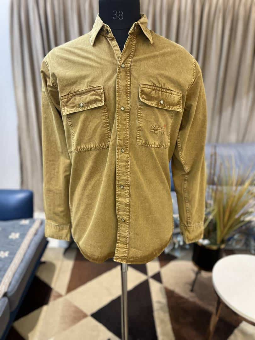 SUPER DRY KHAKI BROWN DENIM SHIRTS IN PREMIUM QUALITY