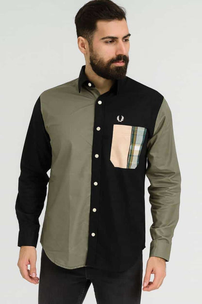 FRED PERRY BLACK OLIVE PREMIUM MULTI COLOR PREMIUM SHIRT