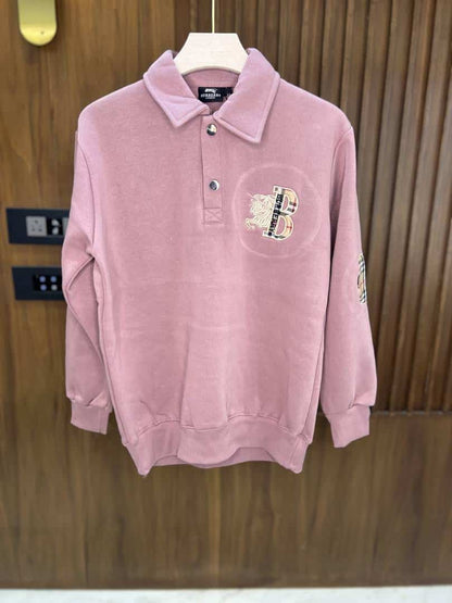 PINK BURBER_Y LONG SLEEVE SWEATSHIRT WITH EMBROIDERED LOGO