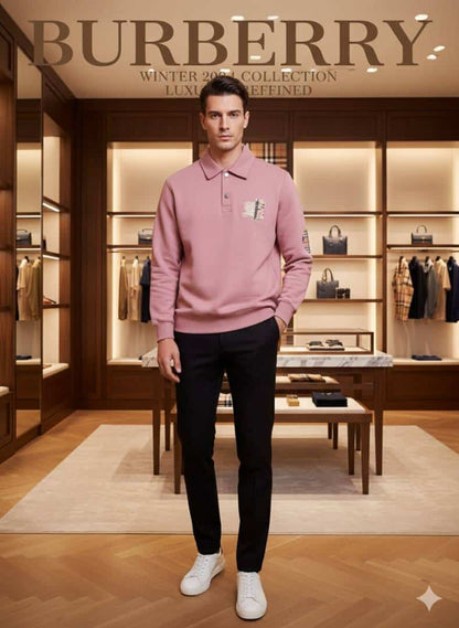 PINK BURBER_Y LONG SLEEVE SWEATSHIRT WITH EMBROIDERED LOGO
