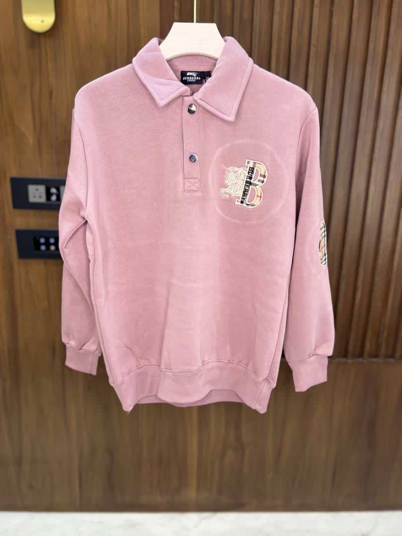PINK BURBER_Y LONG SLEEVE SWEATSHIRT WITH EMBROIDERED LOGO