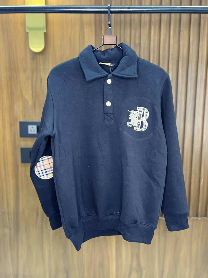 BLACK BURBER_Y LONG SLEEVE SWEATSHIRT WITH EMBROIDERED LOGO