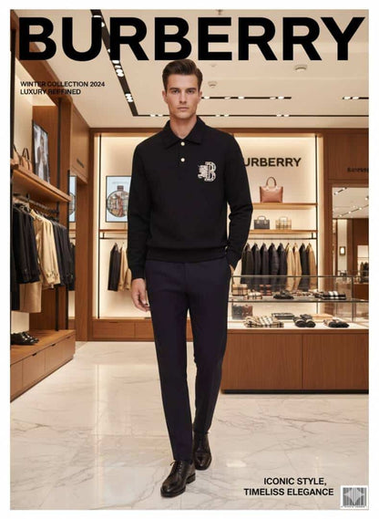 BLACK BURBER_Y LONG SLEEVE SWEATSHIRT WITH EMBROIDERED LOGO