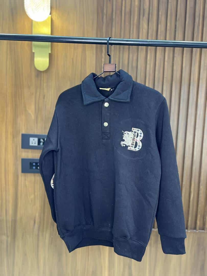 BLACK BURBER_Y LONG SLEEVE SWEATSHIRT WITH EMBROIDERED LOGO