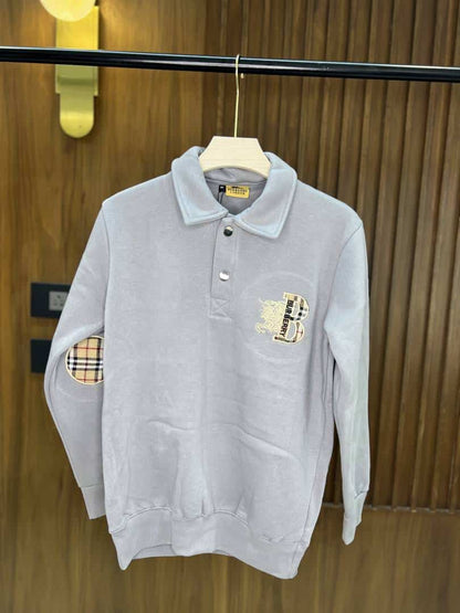 GREY BURBER_Y LONG SLEEVE SWEATSHIRT WITH EMBROIDERED LOGO
