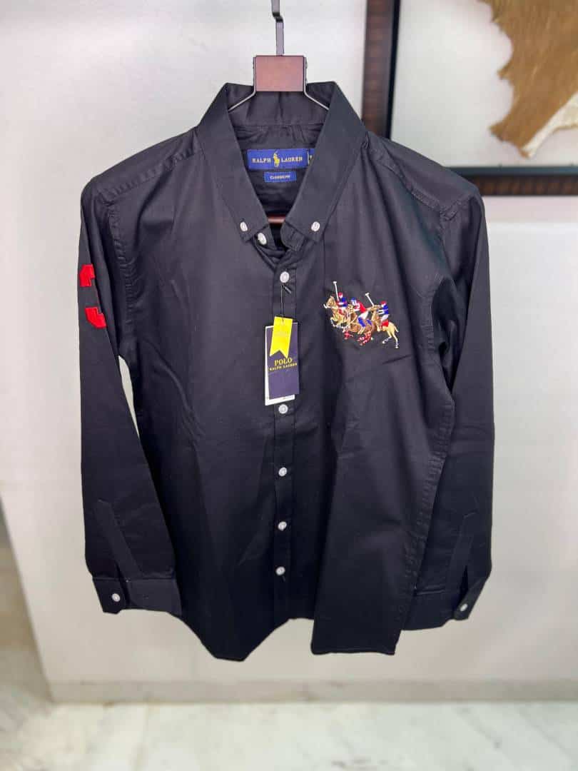 BLACK POLO RALPH LAURE_N PREMIUM DESIGNER SHIRTS