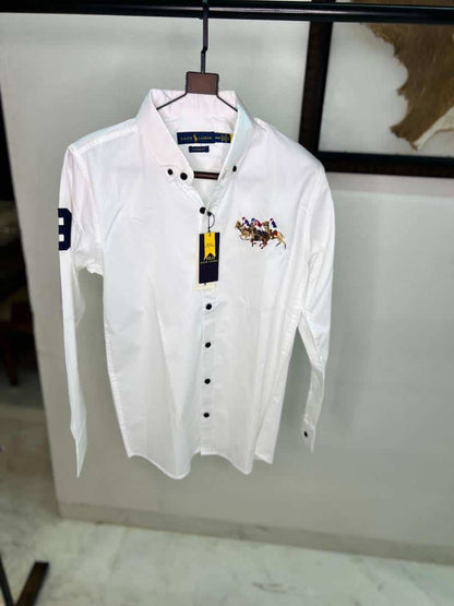 WHITE POLO RALPH LAURE_N PREMIUM DESIGNER SHIRTS