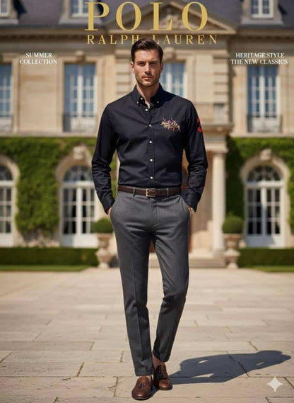 BLACK POLO RALPH LAURE_N PREMIUM DESIGNER SHIRTS