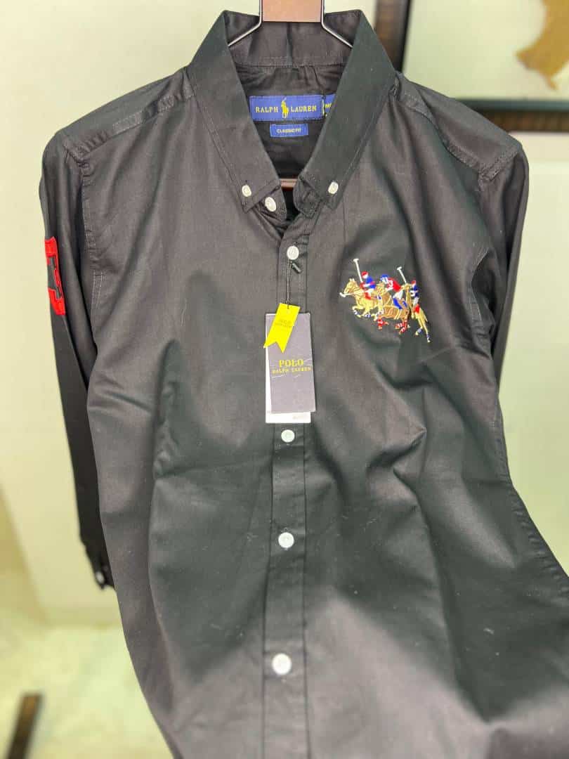 BLACK POLO RALPH LAURE_N PREMIUM DESIGNER SHIRTS