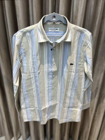 LACOST_E BEIGE BLUE IMPORTED ULTRA PREMIUM SHIRT AVAILABLE