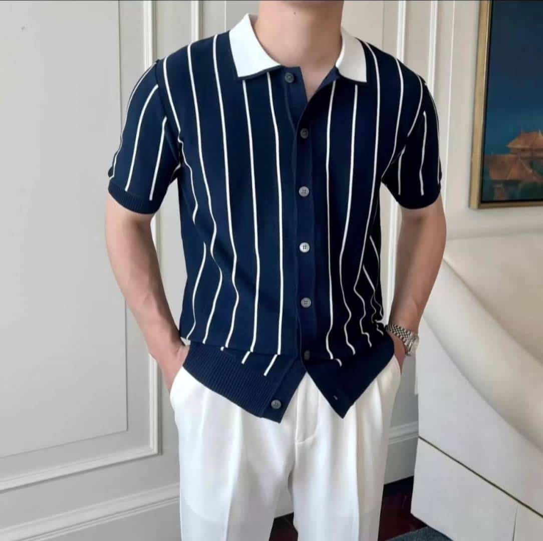 ZAR_A KNITTED SHIRTS NAVY BLUE COLOUR