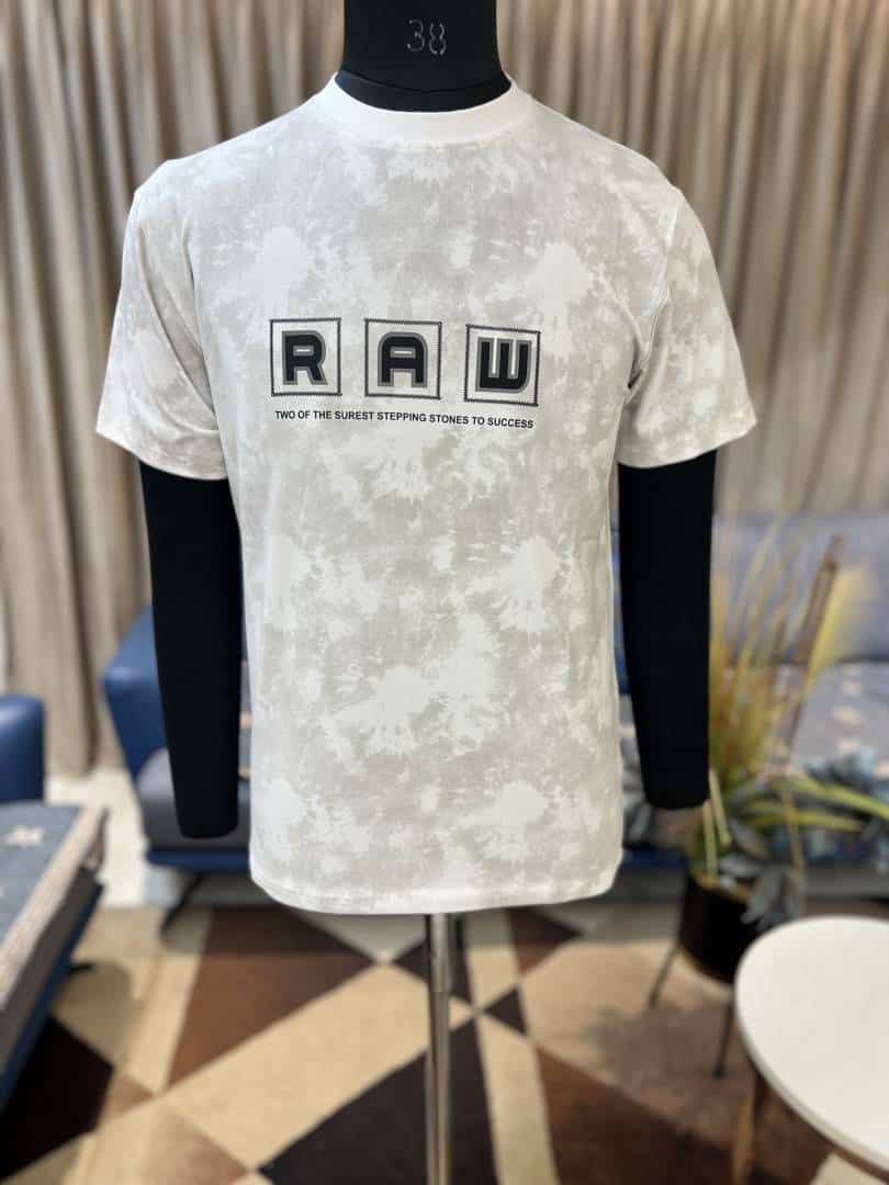 RAW BOLD WHITE PREMIUM ROUND NECK TSHIRT