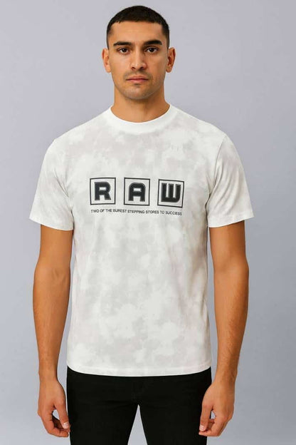 RAW BOLD WHITE PREMIUM ROUND NECK TSHIRT
