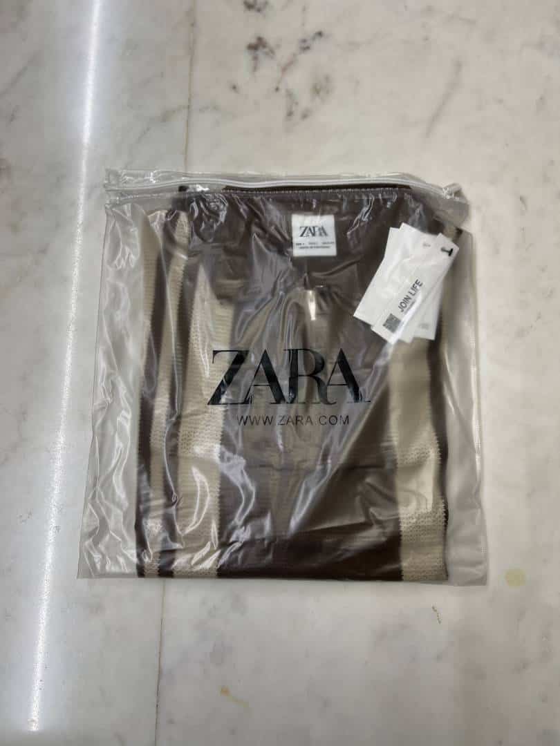 ZAR_A BROWN KNITTED POLO ZIPPER TSHIRT