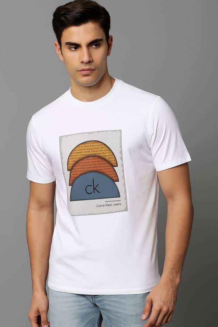 CALVIN KLEI_N WHITE COLOUR PREMIUM ROUND NECK TSHIRT
