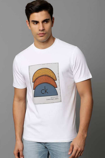 CALVIN KLEI_N WHITE COLOUR PREMIUM ROUND NECK TSHIRT