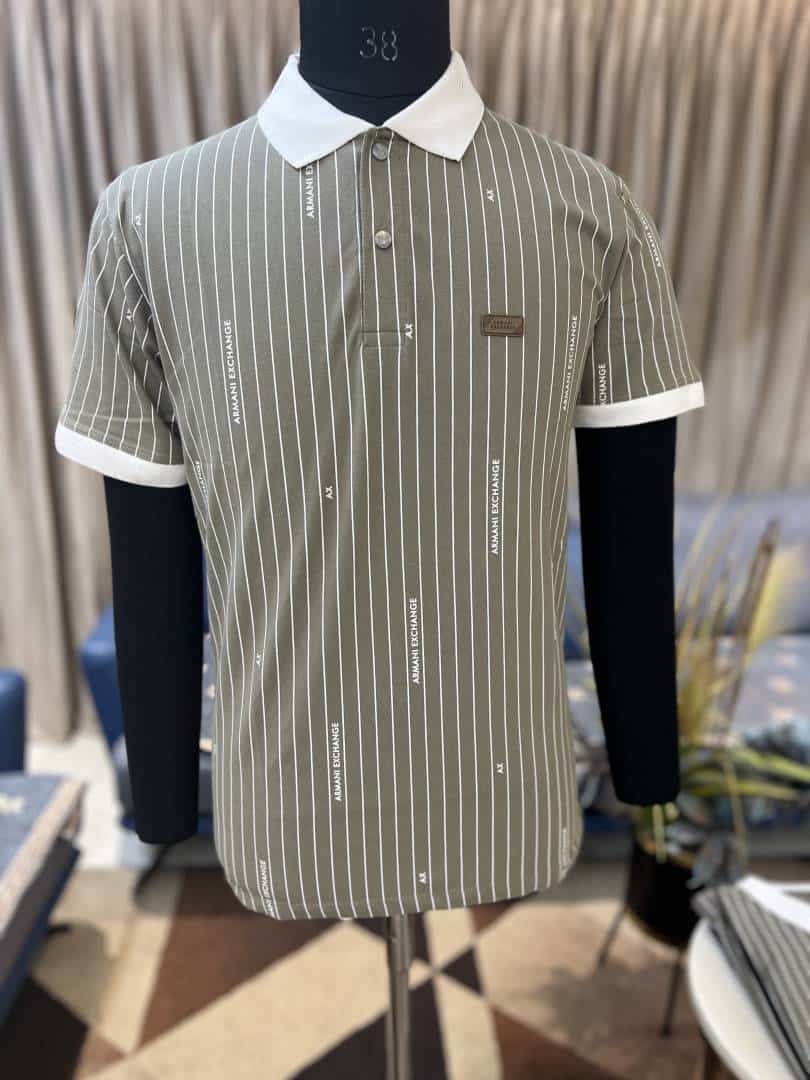 ARMAN_I EXCHANGE SAGE GREEN COLOUR PREMIUM POLO NECK TSHIRT