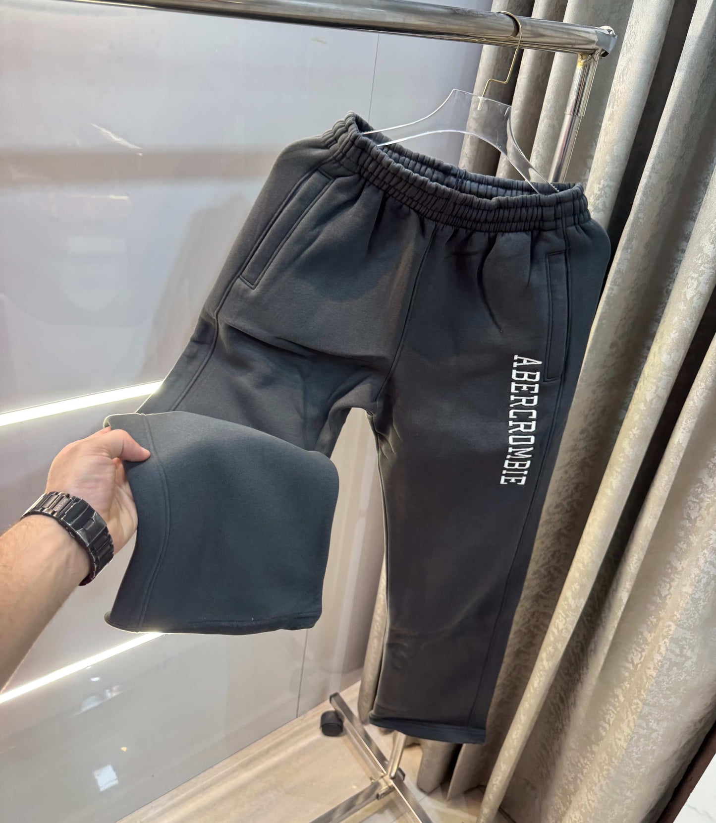 Abercrombie & Fitch Dark Grey Embroidery Logo Imported Trackpant