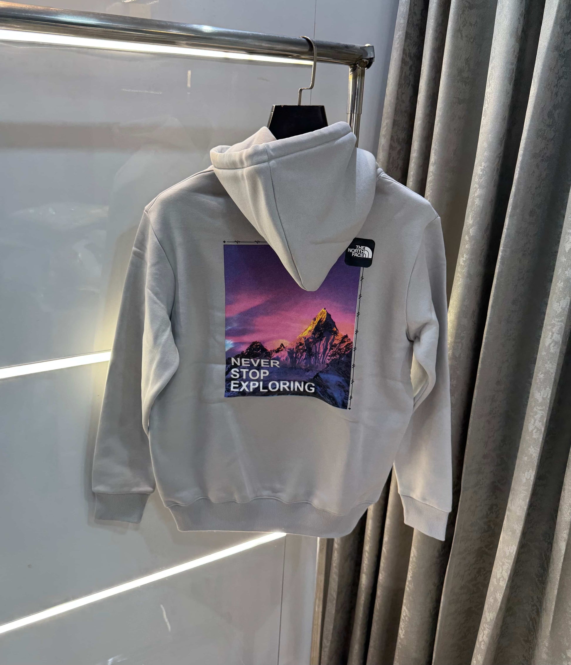 The  North Face Grey Printed Imported Hoodie