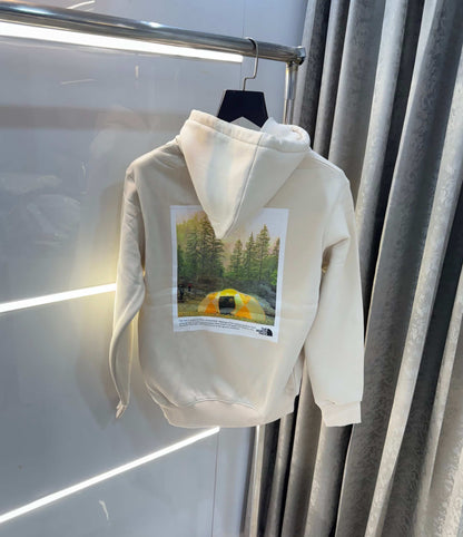 The  North Face Cream Printed Imported Hoodie