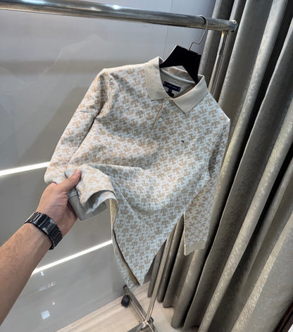 Tomm y Hilfiger Beige Full Sleeve Polo T-Shirt