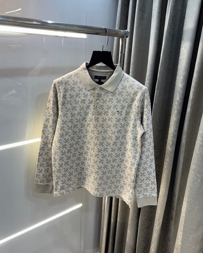 Tomm y Hilfiger Beige Full Sleeve Polo T-Shirt