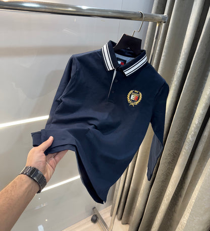 Tomm y Hilfiger Navy Blue Full Sleeve Polo T-Shirt