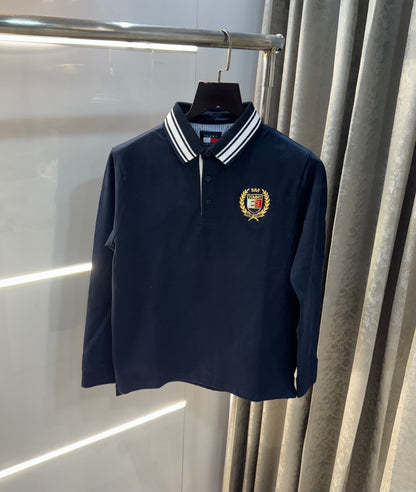 Tomm y Hilfiger Navy Blue Full Sleeve Polo T-Shirt