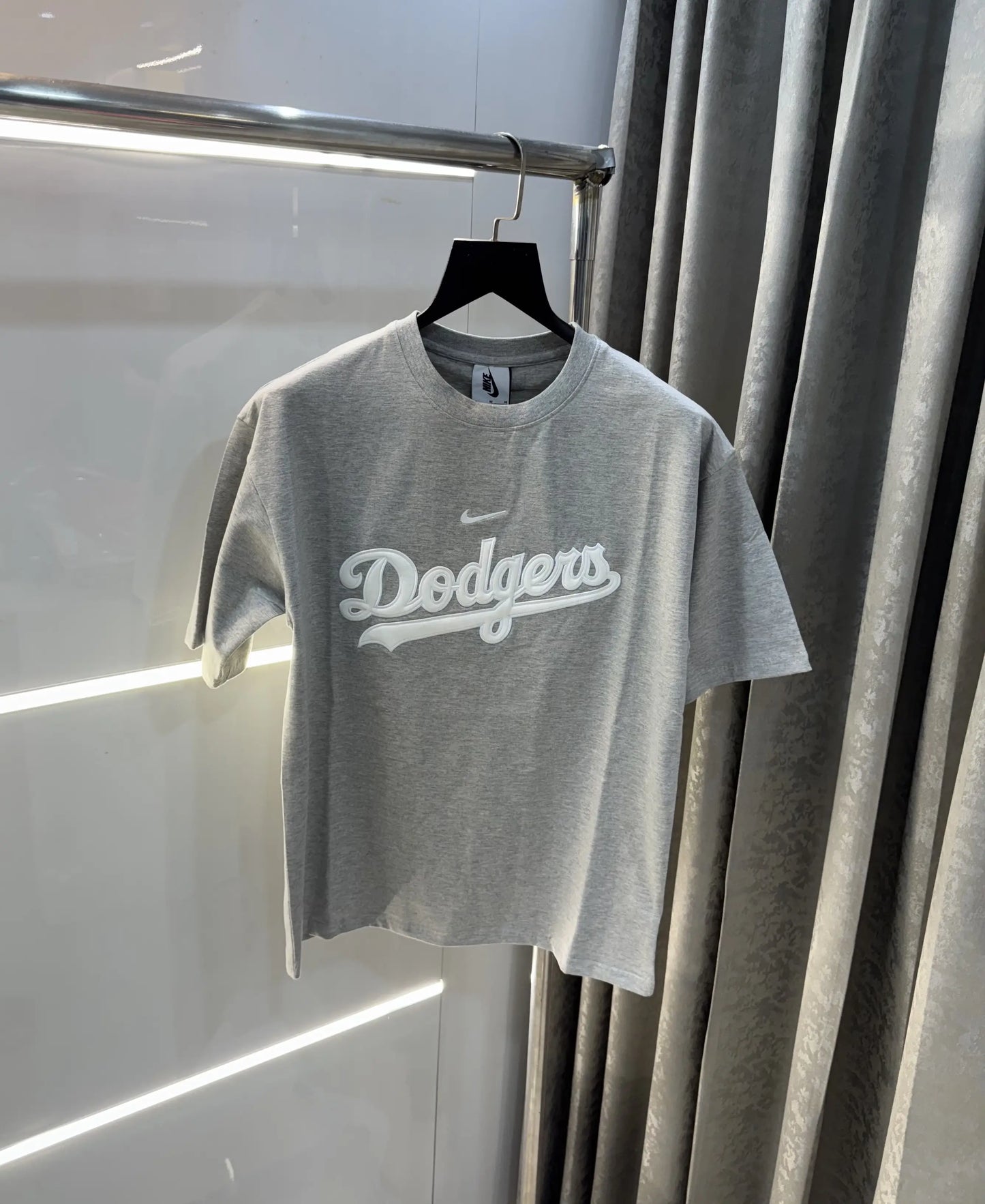 Nik e Grey Embroidery Logo Imported Oversized T-Shirt