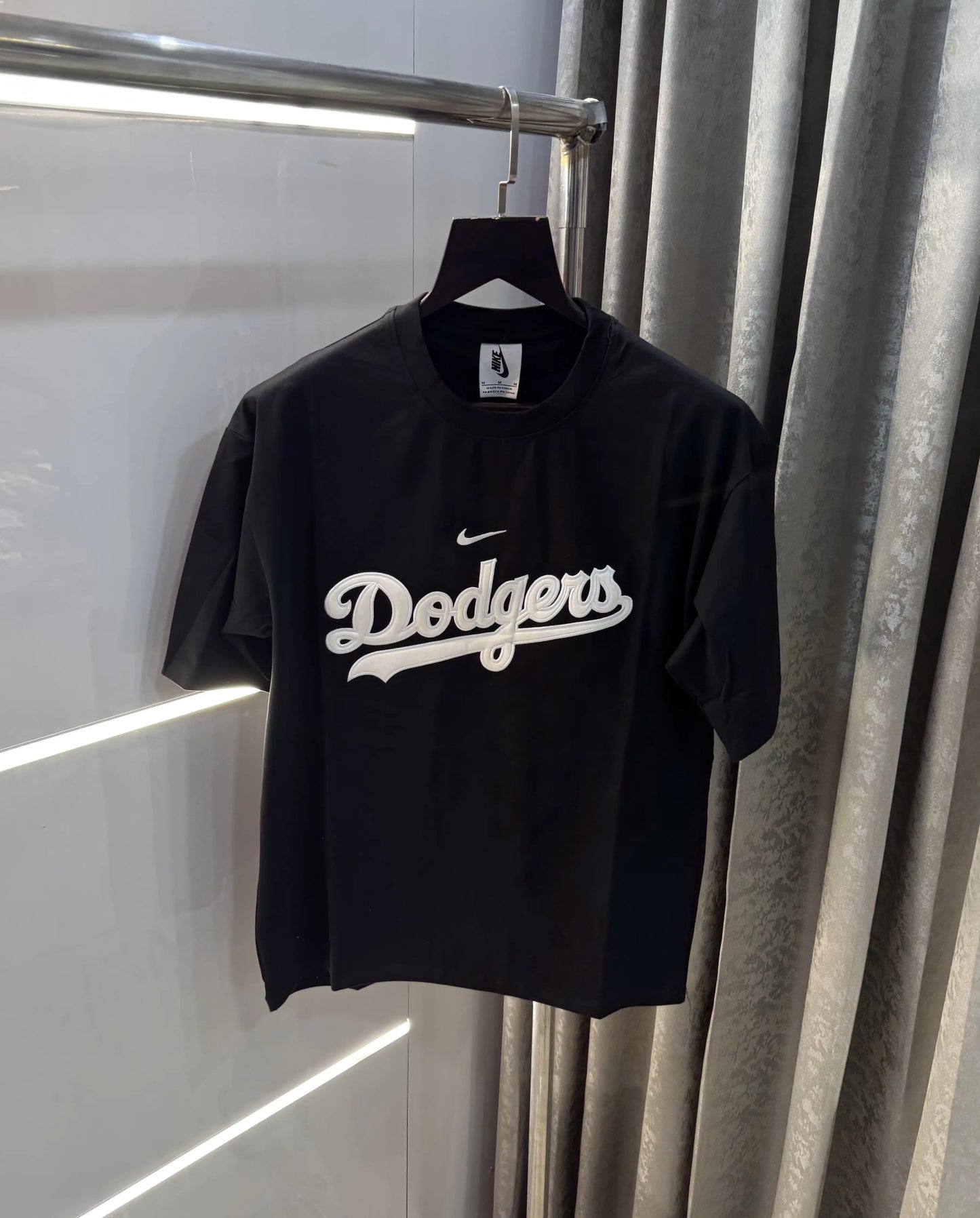 Nik e Black Embroidery Logo Imported Oversized T-Shirt
