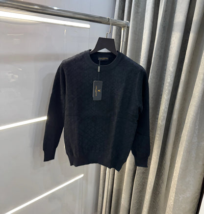 Louis  Vuitton Black Logo Work Imported Pull Over