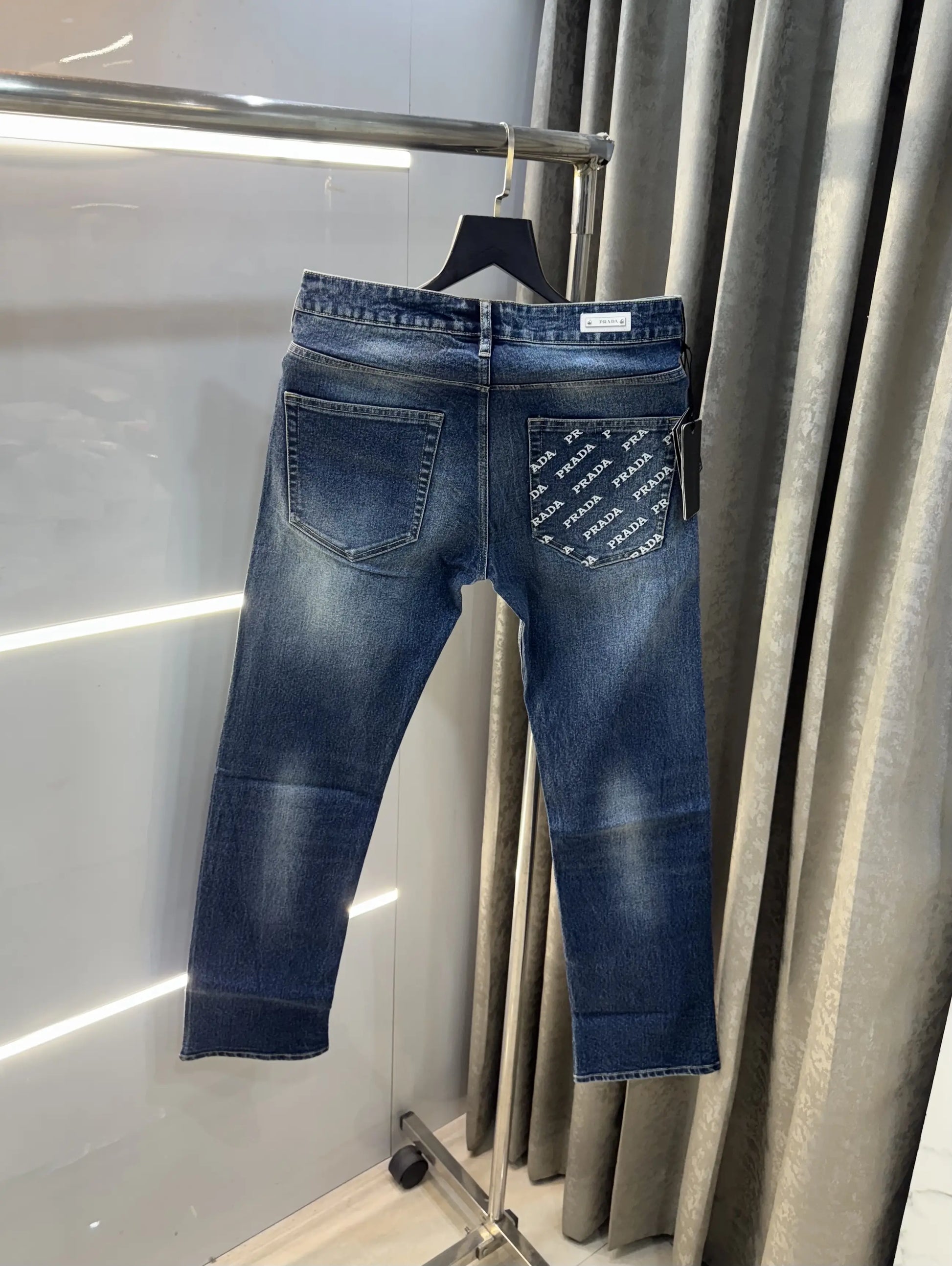 Prad a Milano Blue Pocket Logo Imported Denim