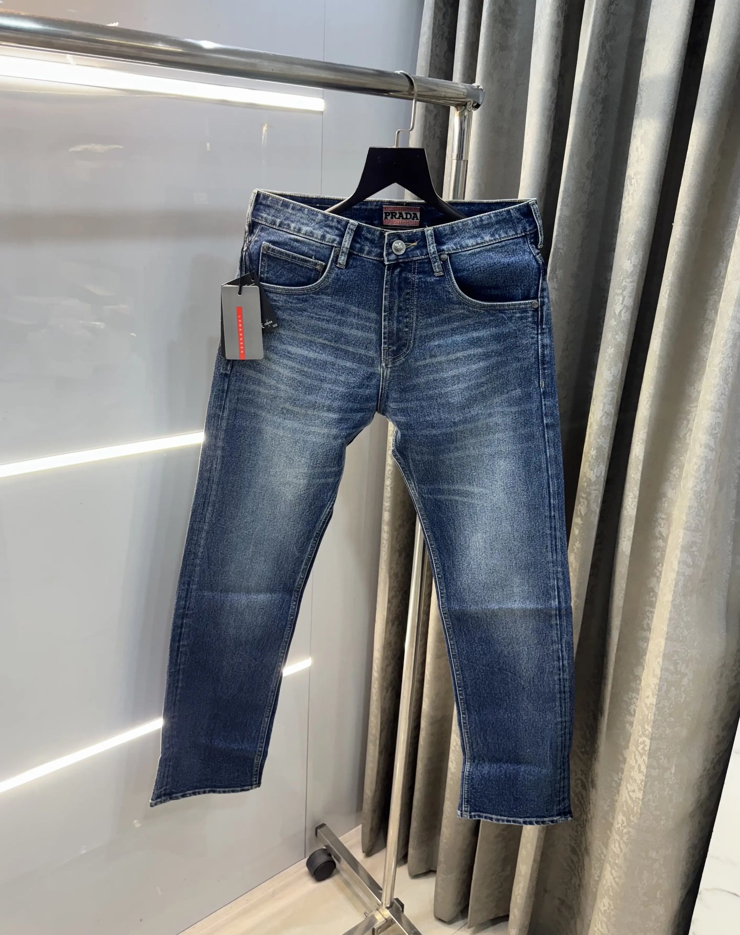 Prad a Milano Blue Pocket Logo Imported Denim