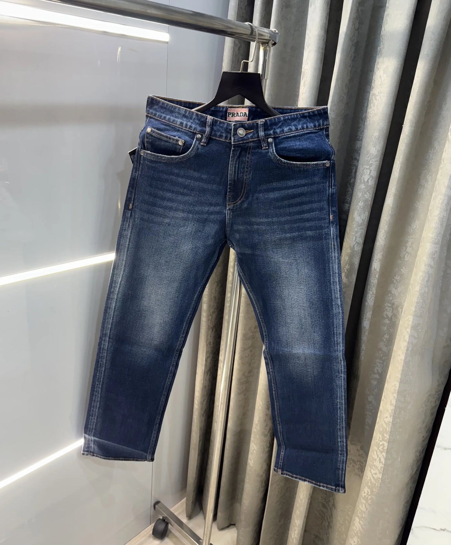 Prad a Milano Dark Blue Pocket Logo Imported Denim