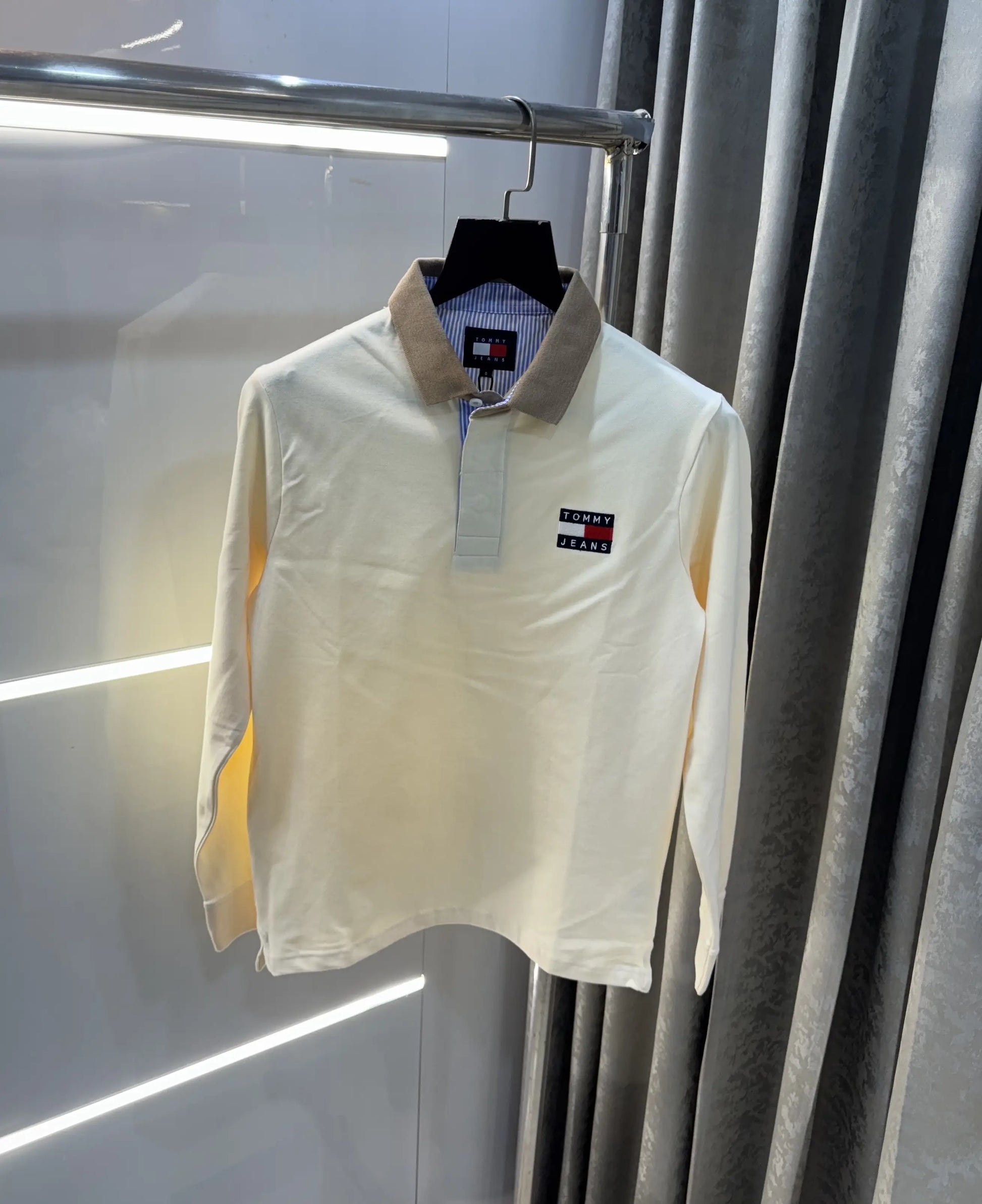 Tomm y Hilfiger Cream Premium Full Sleeve Polo T-Shirt