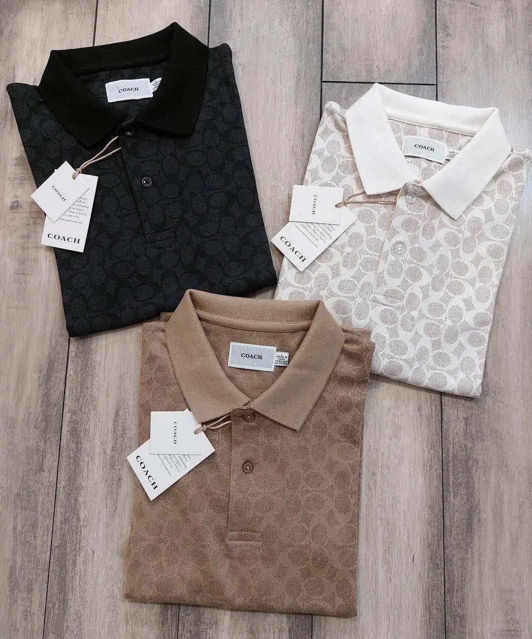 Coac h White Monogram Imported Polo T-Shirt