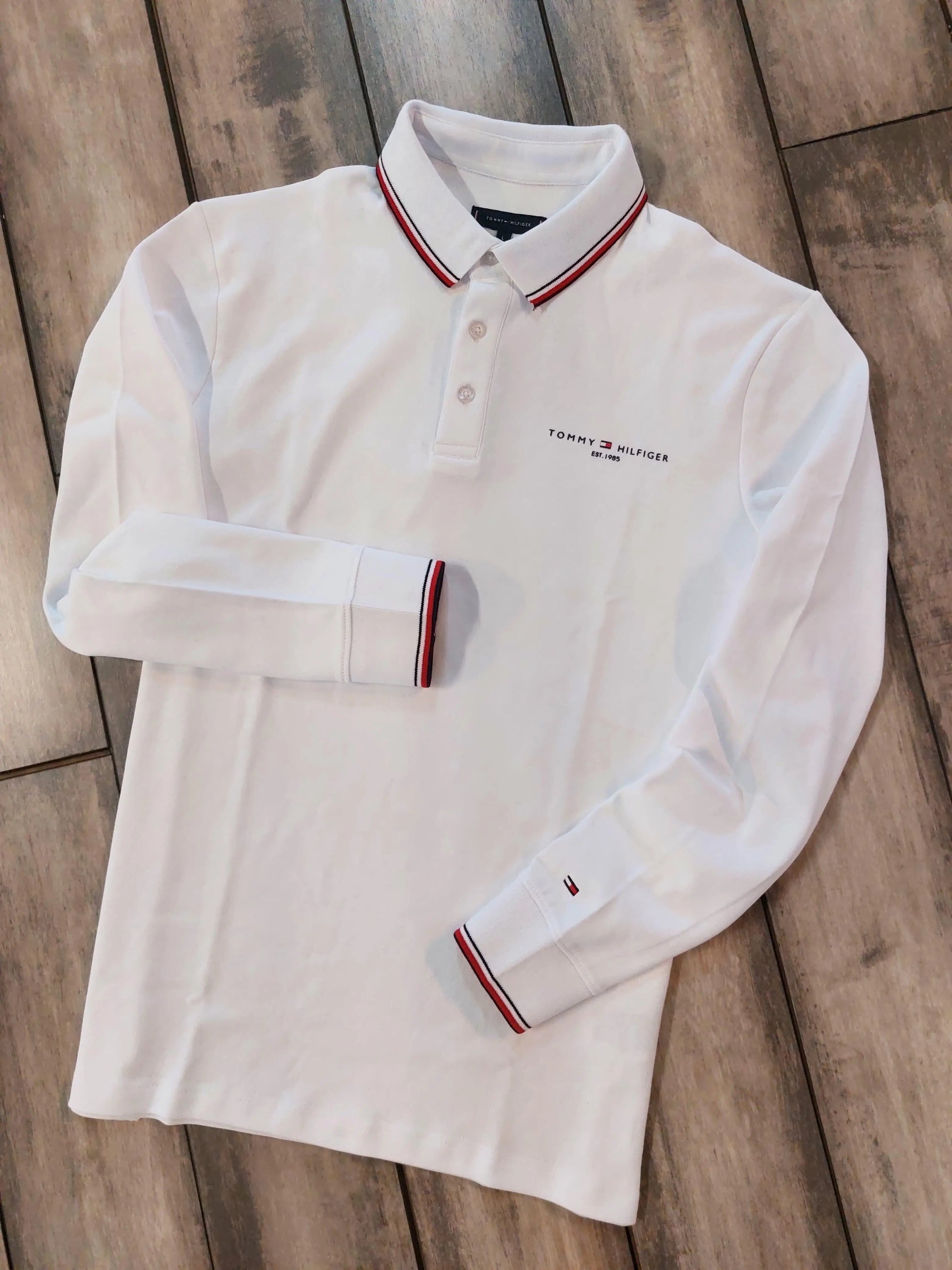 Tomm y Hilfiger White Logo Work Premium Full Sleeve Polo T-Shirt