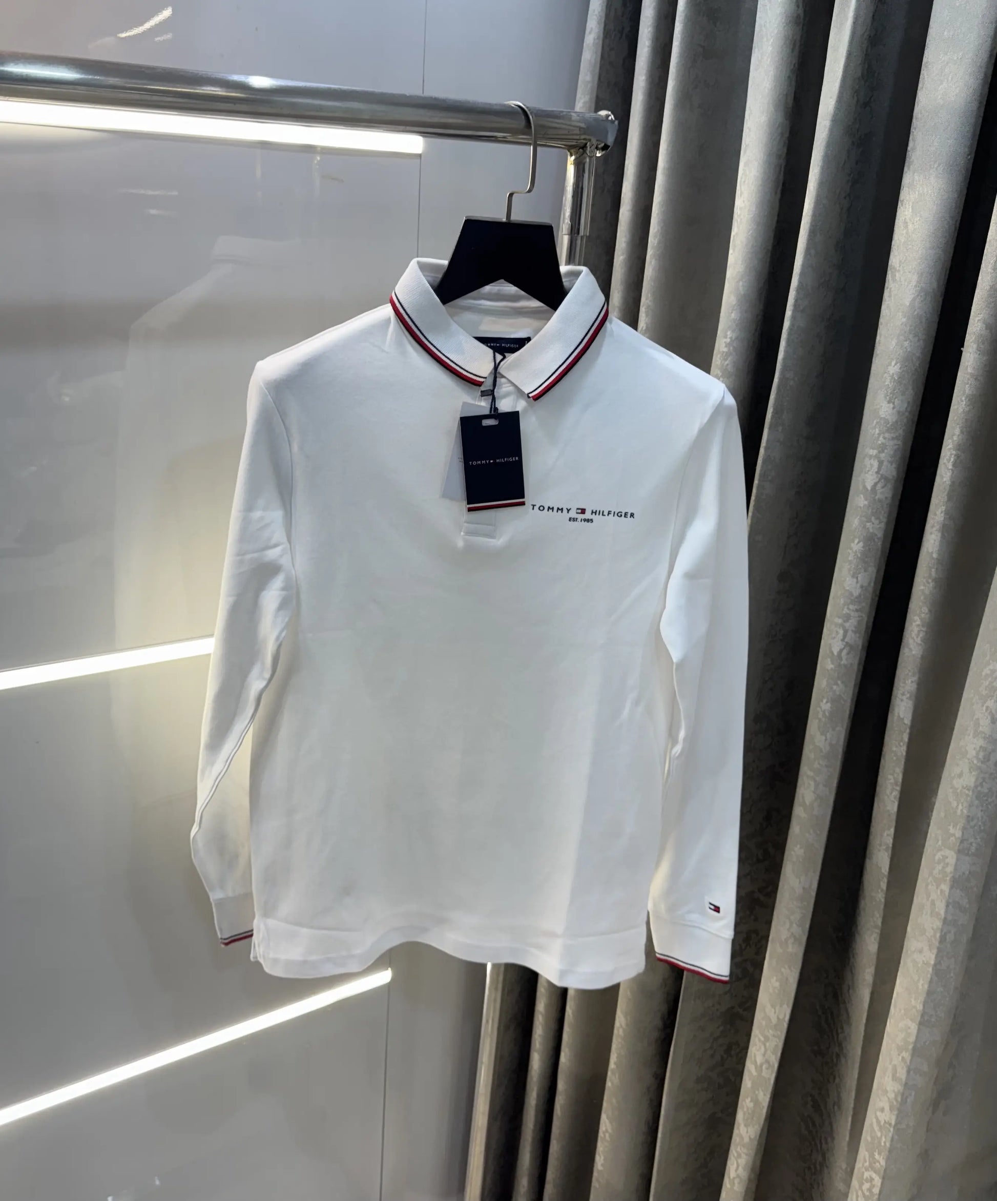 Tomm y Hilfiger White Logo Work Premium Full Sleeve Polo T-Shirt