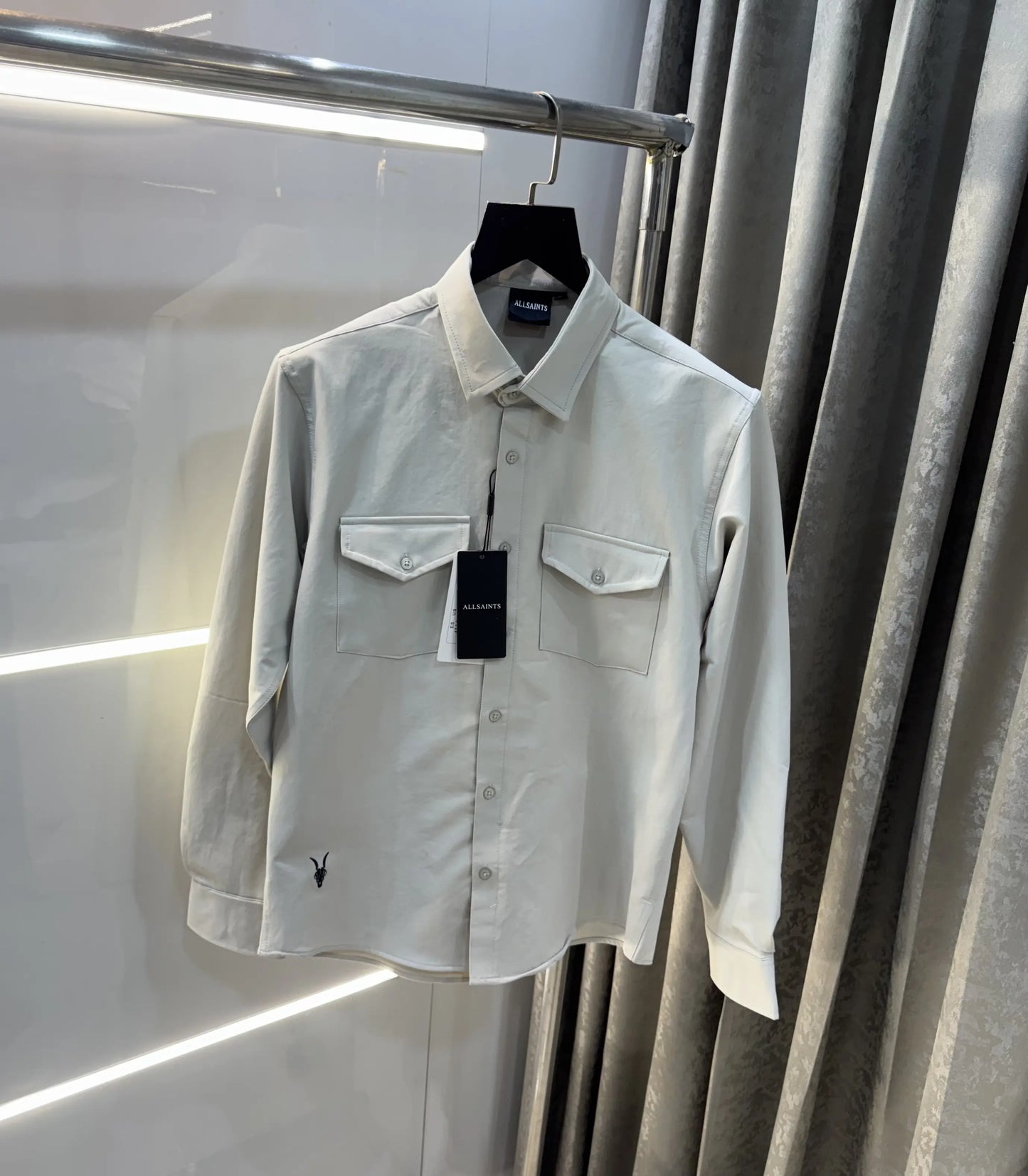 All Saints Cream Imported Cargo Shirt