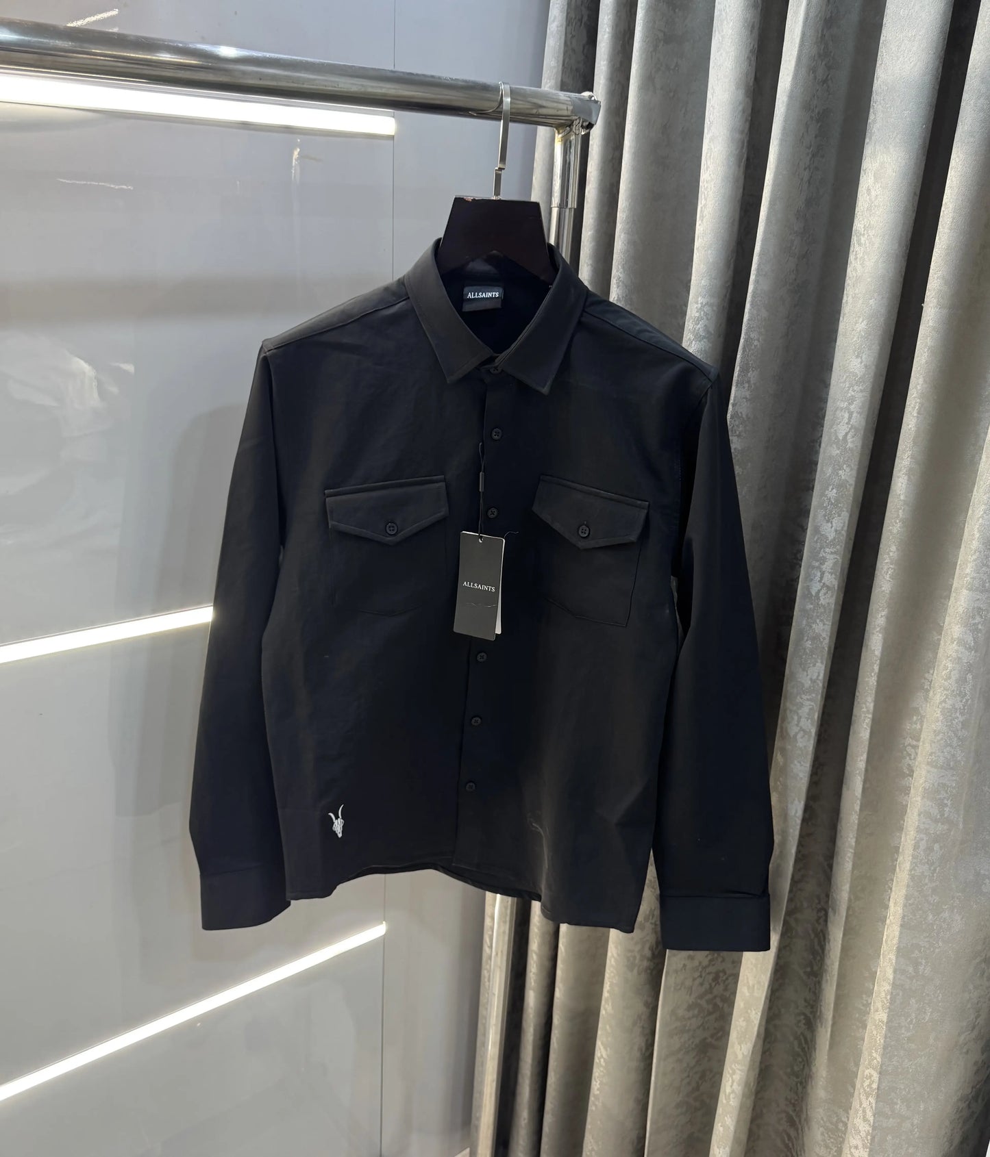 All Saints Black Imported Cargo Shirt
