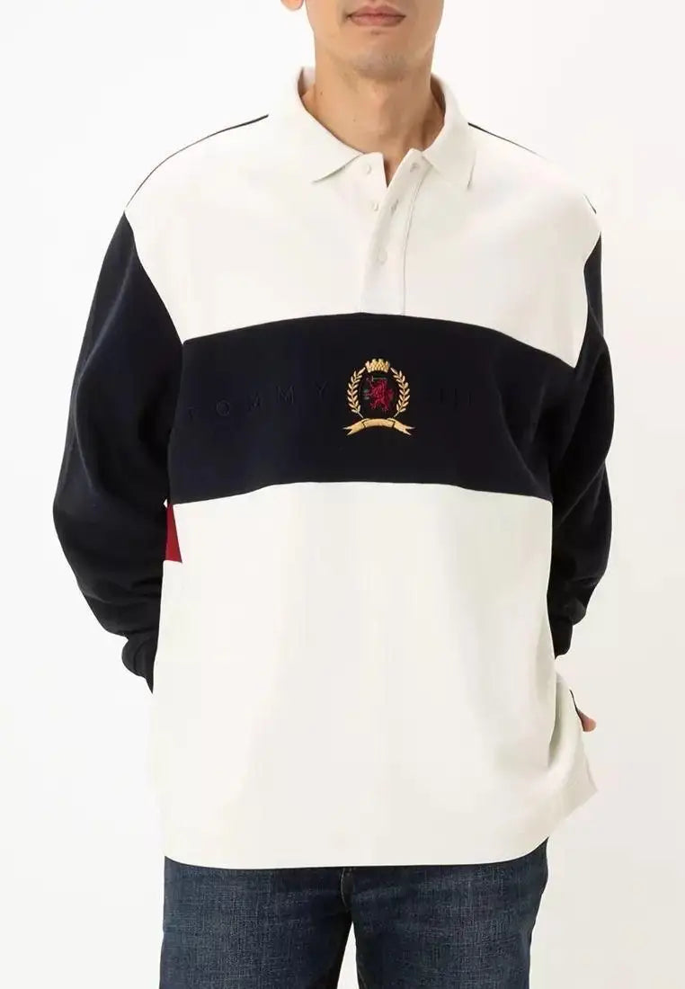 Tomm y Hilfiger White Logo Work Premium Full Sleeve Polo T-Shirt