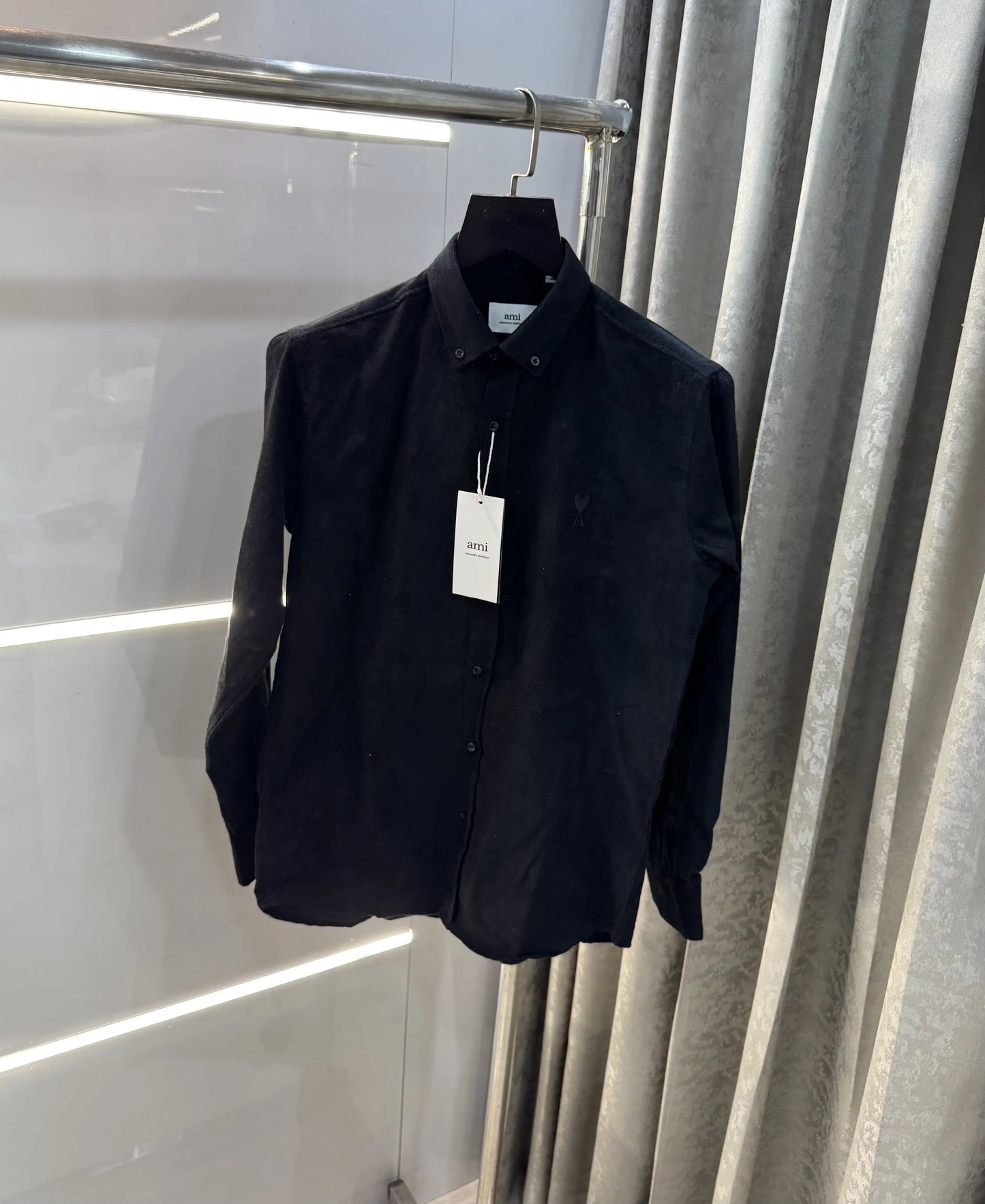 Ami Paris Black Embroidry Logo Premium Shirt