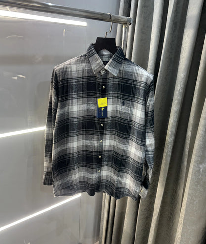 Ralph  Lauren Grey Black Brushing Checks Premium Shirt