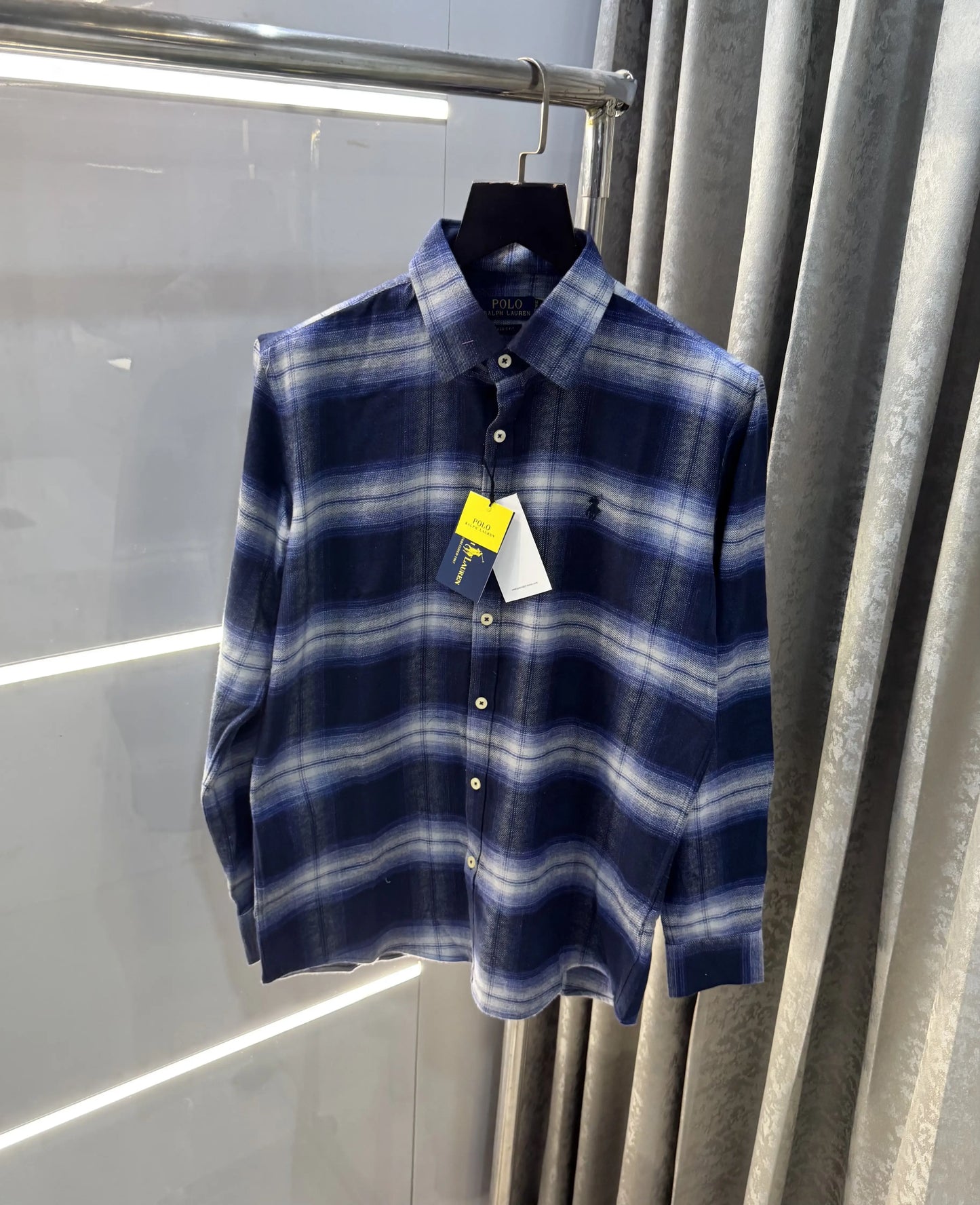 Ralph  Lauren Blue Brushing Checks Premium Shirt