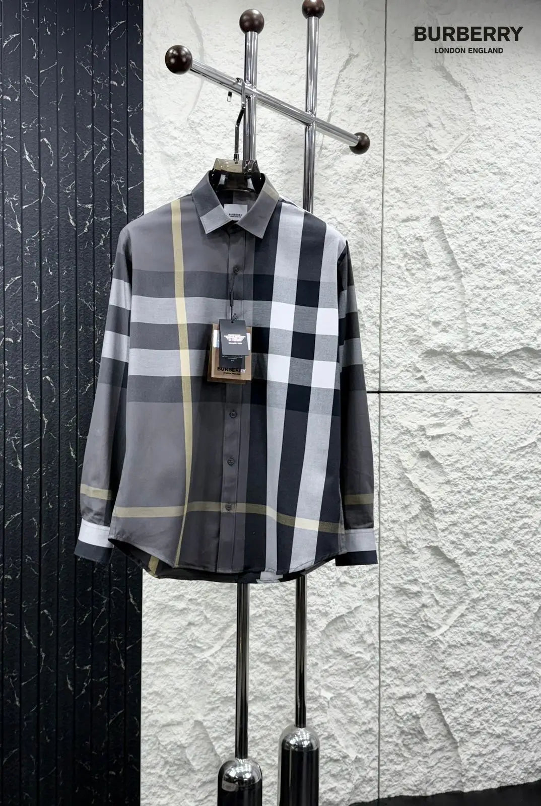 Burberr y 4 Grey Checks Premium Shirt With Original Bo_X Packing