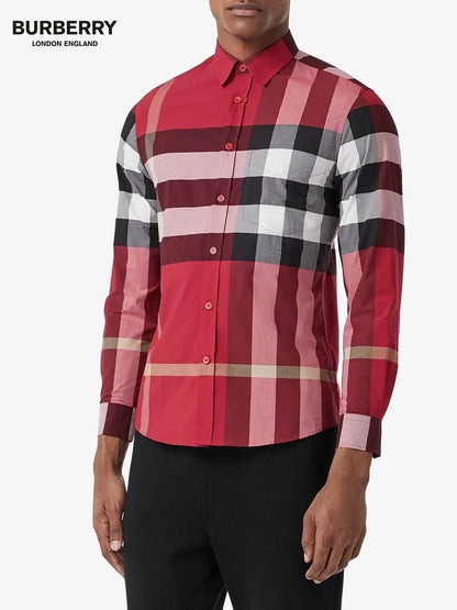 Burberr y 6 Red Checks Premium Shirt With Original Bo_-x Packing