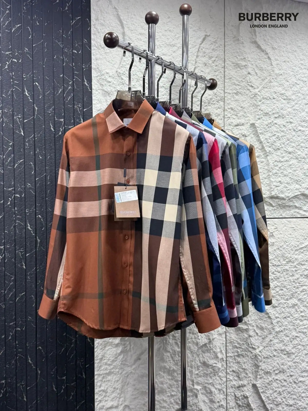 Burberr y 6 Red Checks Premium Shirt With Original Bo_-x Packing